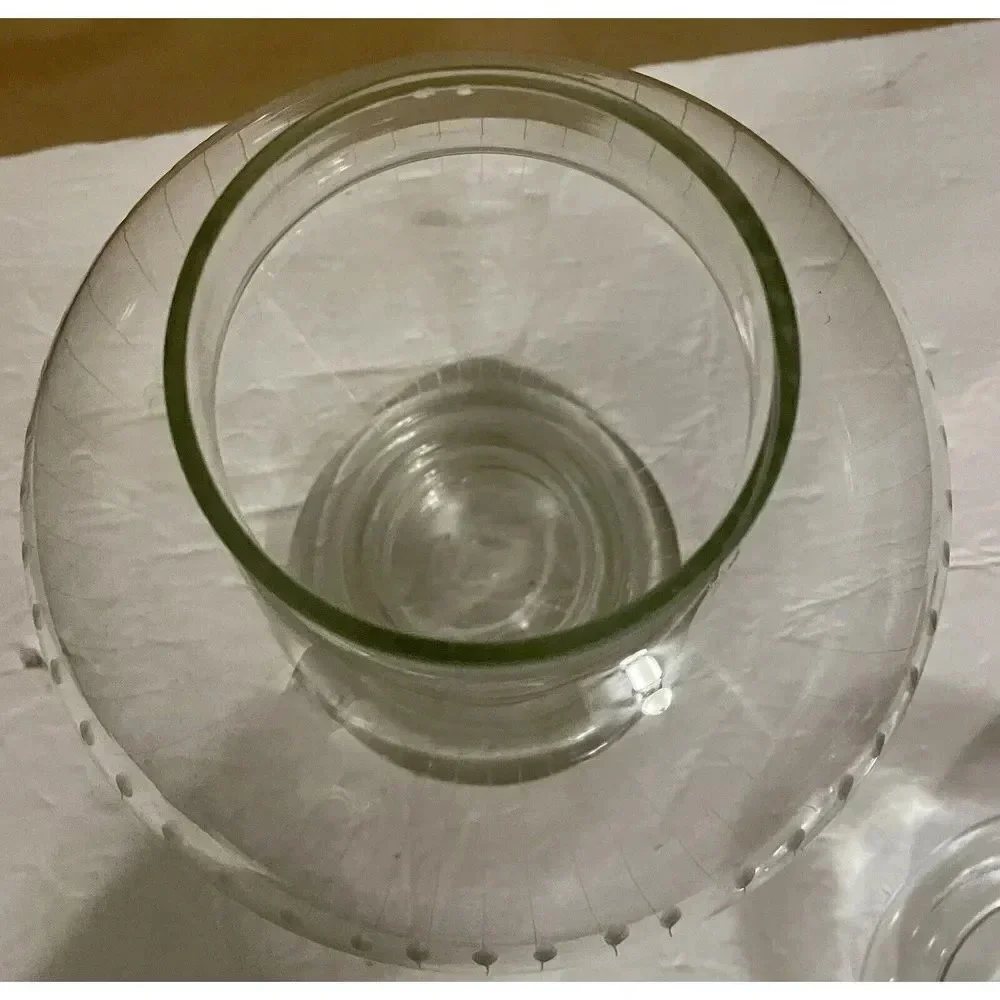 Clear Etched Glass Cookie Candy Jar Storage W/Lid 12 In H‎ x 7 In W 4.5 In Base